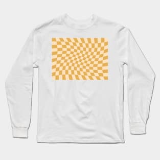 Twisted Checkered Square Pattern - Beige Tones Long Sleeve T-Shirt